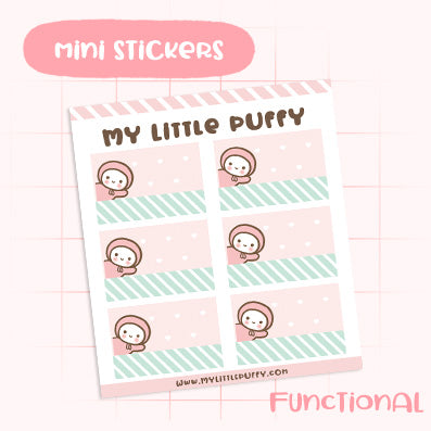 Cute Hand-drawn My Little Puffy Functional Planner Sticker- Mini Box