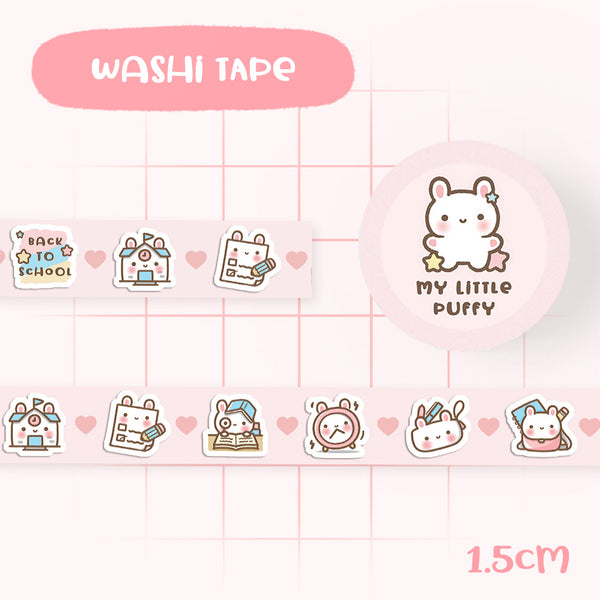 Cute Boho My Little Puffy Kitten Washi Tape