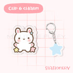 Cute Bunny Puffy Clip And Charm Set