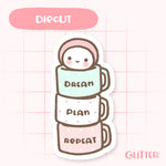 Cute Glitter 'Dream, Plan, Repeat' Die Cut