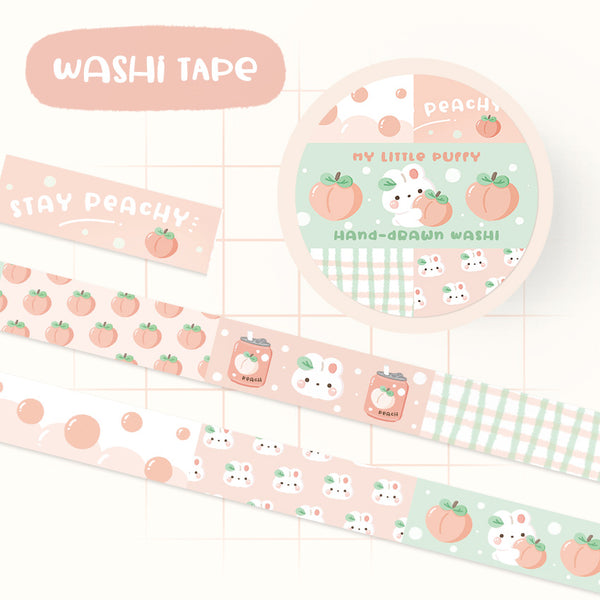 Cute Puffy Peach Bunny Washi Tape – My Little Puffy